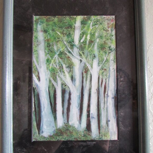 Vintage Aspen Tree Painting Signed